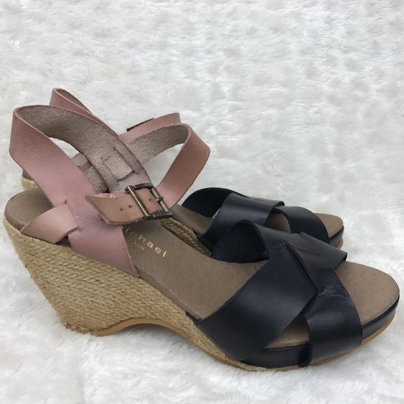 Eric Michael Black Rose Quinny Mid Wedge Sandal 41 - Picture 6 of 8